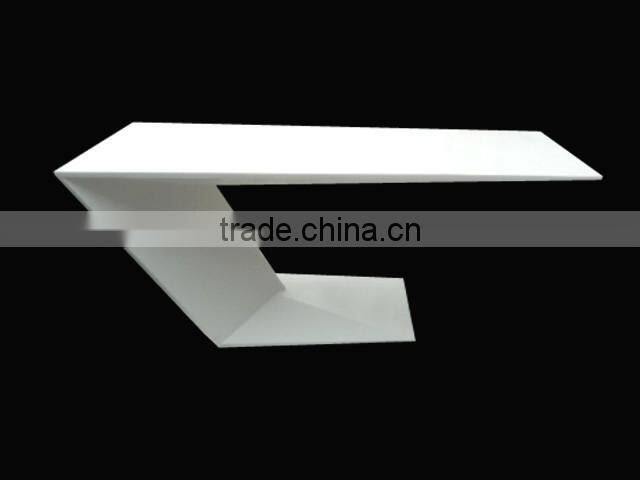 White Z Shaped Worker Office Table Solid Surface Marble