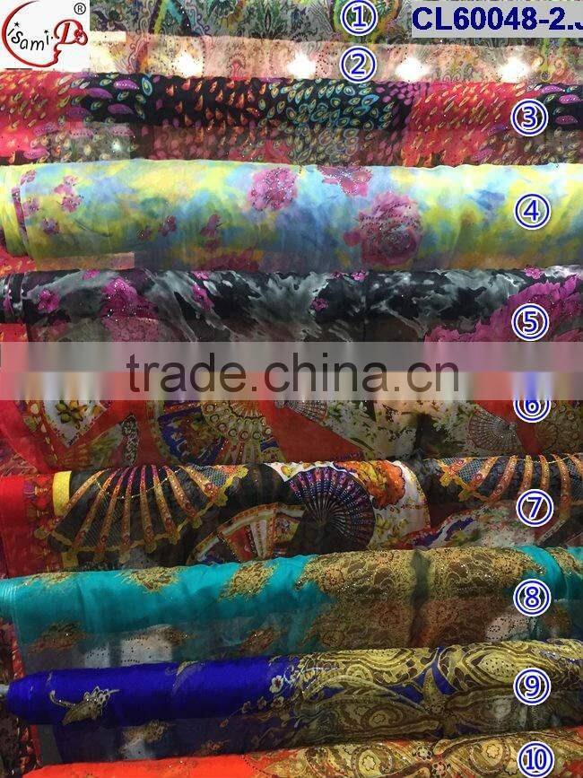 CL60048 New fashionable good quality silk lace fabric with stones wholesale