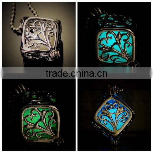 Cube Glow Locket Glowing Jewelry Necklace glow in the dark jewelry