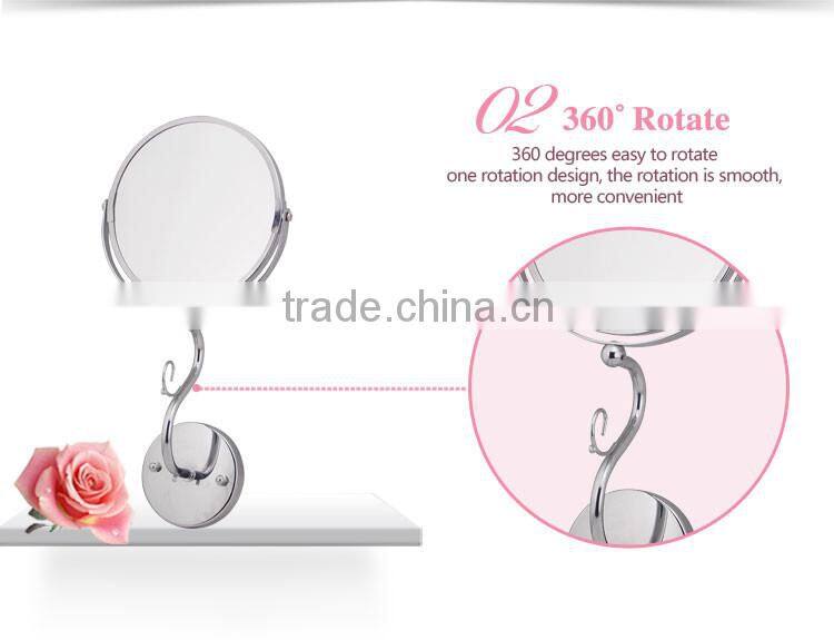 Chrome free standing round makeup cosmetic mirror