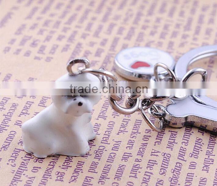 cute mini Tenerife Bijon Frise keychain hard pvc zine alloy lover key ring