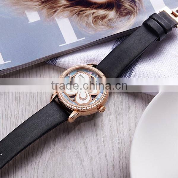 China Direct Factory High Quality Gold Leather Beautiful Lady Watch