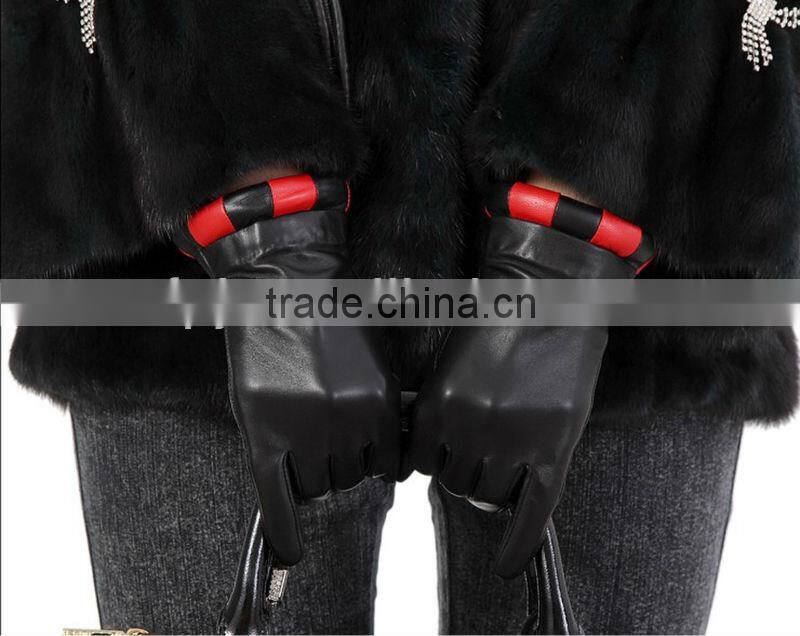 ladies warm fashion top goat leather dressing/dress gloves