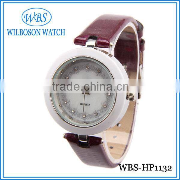 Leather Strap Globe Watch With Discount Crystal Dial