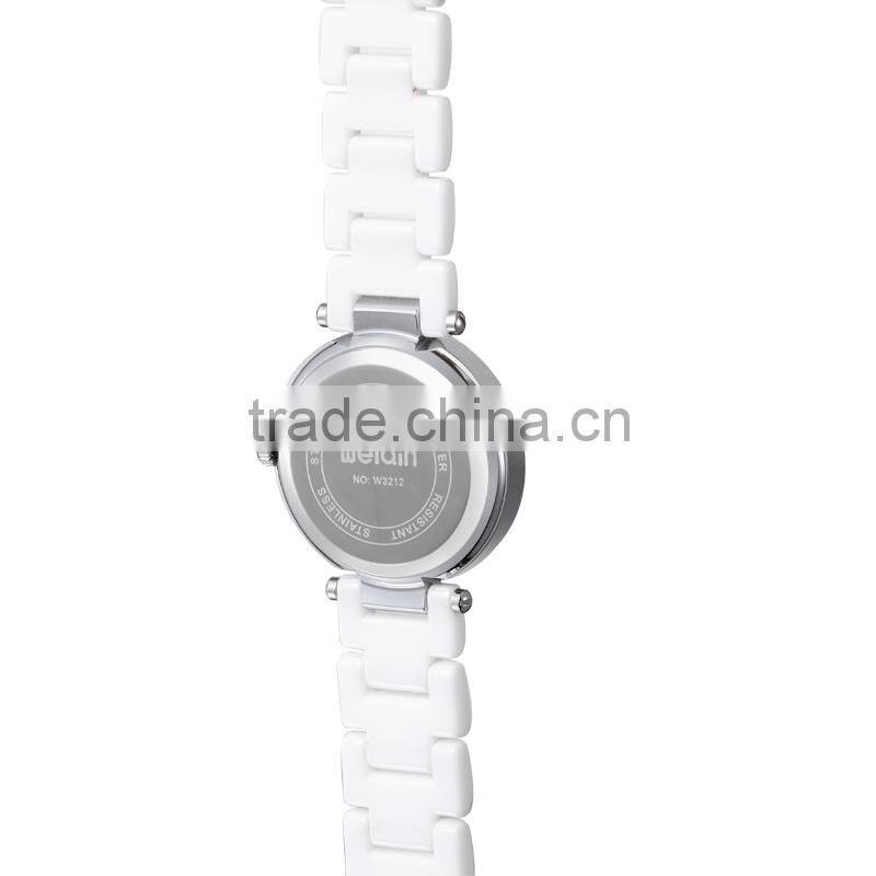 2015 fashion women diamonds sapphire crystal white ceramic watch