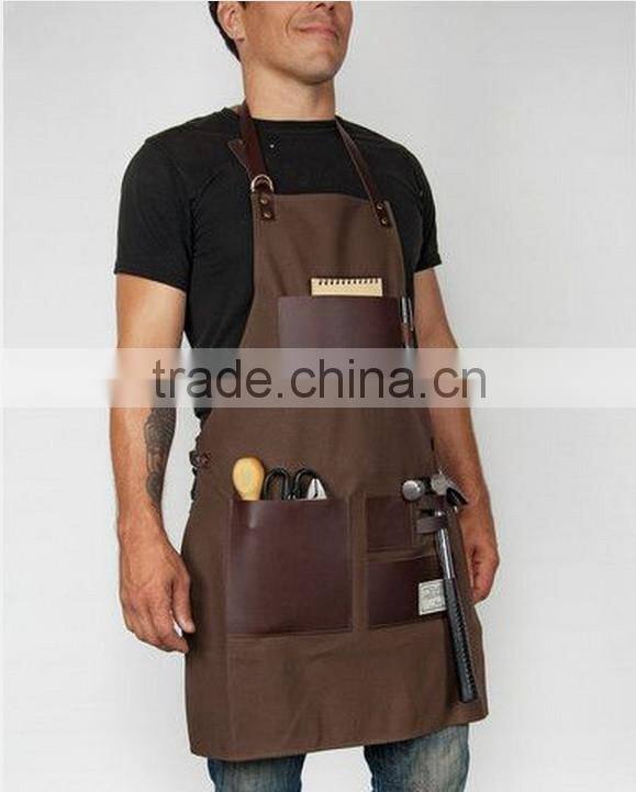 Custom high quality leather work apron canvas for men