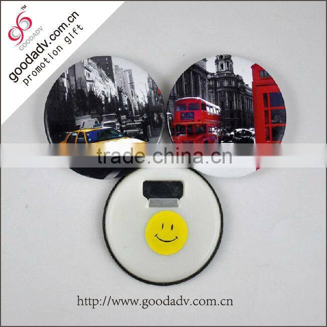 promotional giveaways Full colours printing logo cheap round metal bottle opener