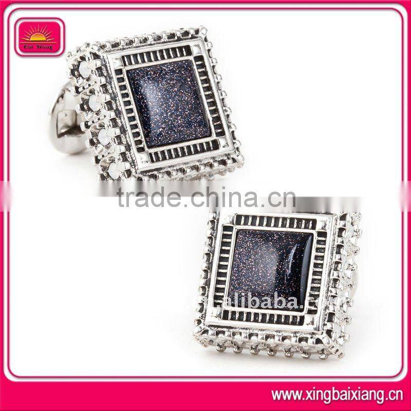 simple shaped silver business cufflink buttons