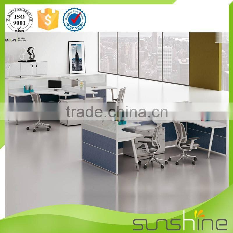 YS-SW08 Sunshine Furniture Cubicle Office Workstation 2 Seats With Glass Partition