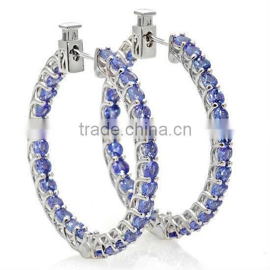 Tanzanite Stainless Steel "Walking on Cloud Nine" Inside/Out Hoop EarringsManufacturer & Factory & Supplier