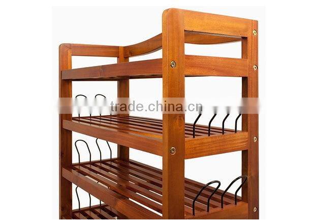 Free standing 5 tier quality wooden shoe rack/shelves display
