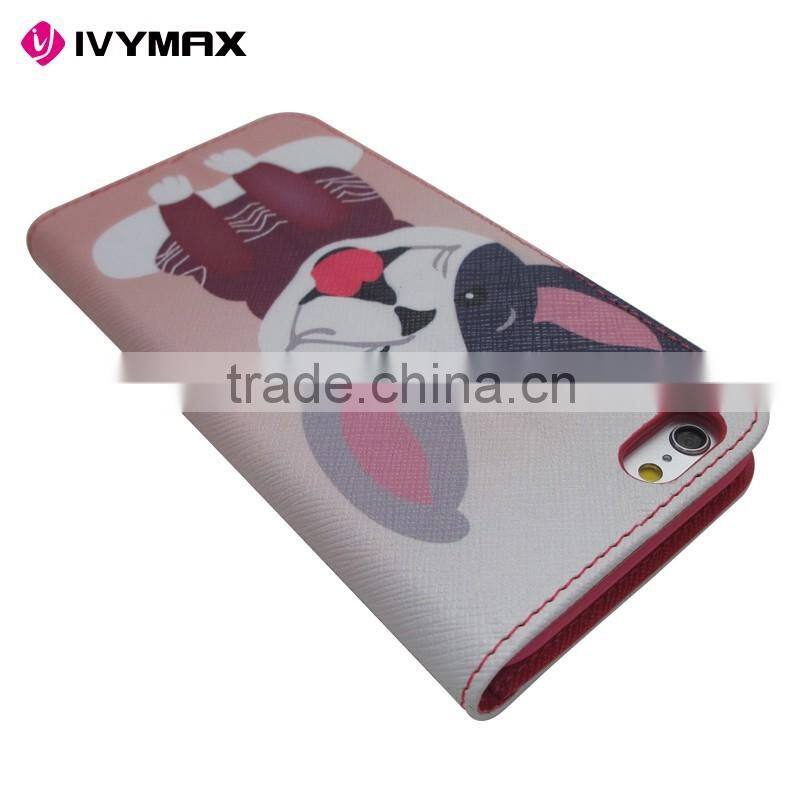 Wholesale stand wallet card case PU leather flip cover for iphone 6