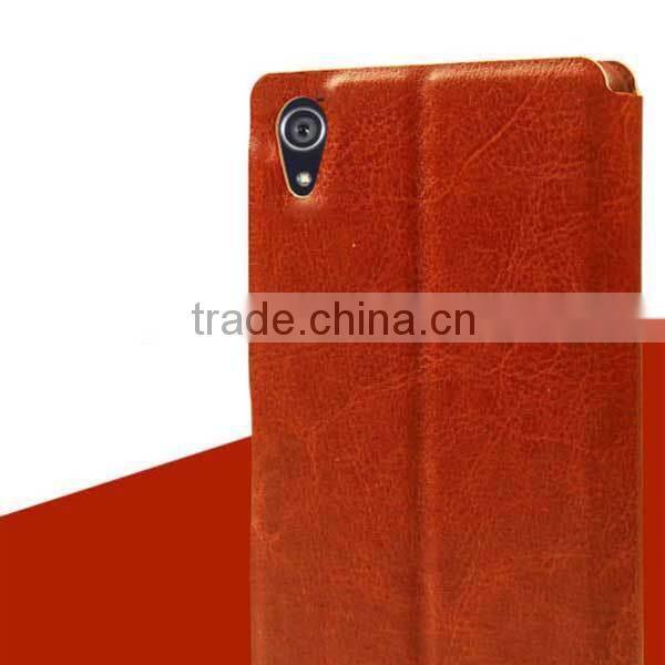 Luxury PU leather case for Sony Xperia Z3,Magnetic Flip cover for sony ,view window case for sony