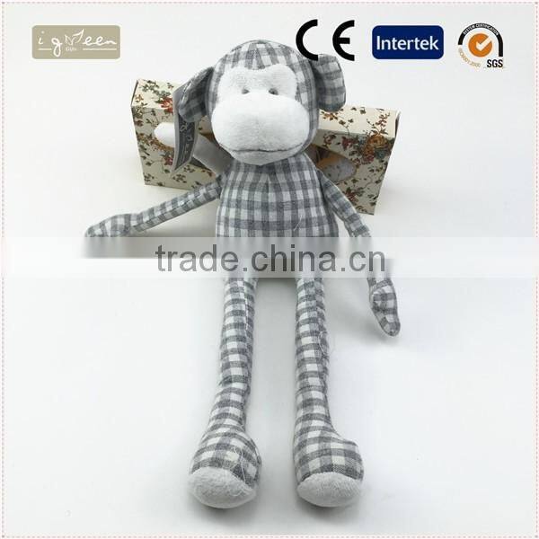 I-Green Toy Series-Fashional Style cute printcloth bear wearing bow tie Linen sitting monkey
