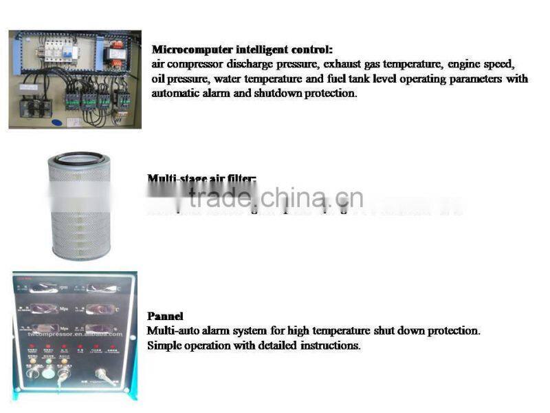 26/25 918cfm two stages portable screw air compressor with diesel engine