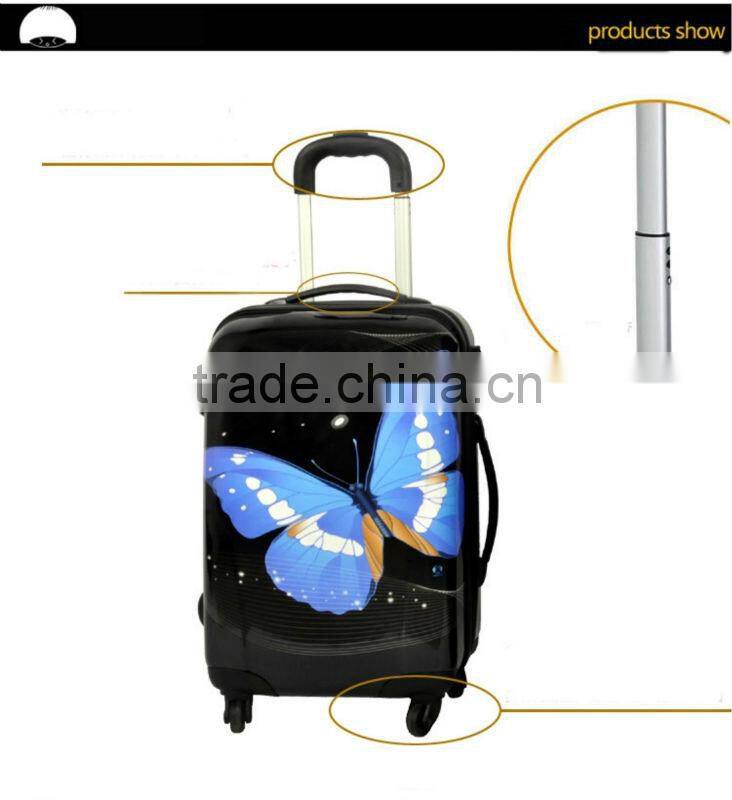 Beauty Butterfly Printing luggag Fashion for Women ABS&PC Carry on luggage Two Size 20'' 24 trolley luggage set for travel