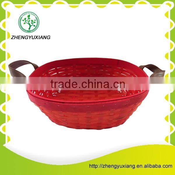 Bamboo weaving fruit vegetable holding basket with handles