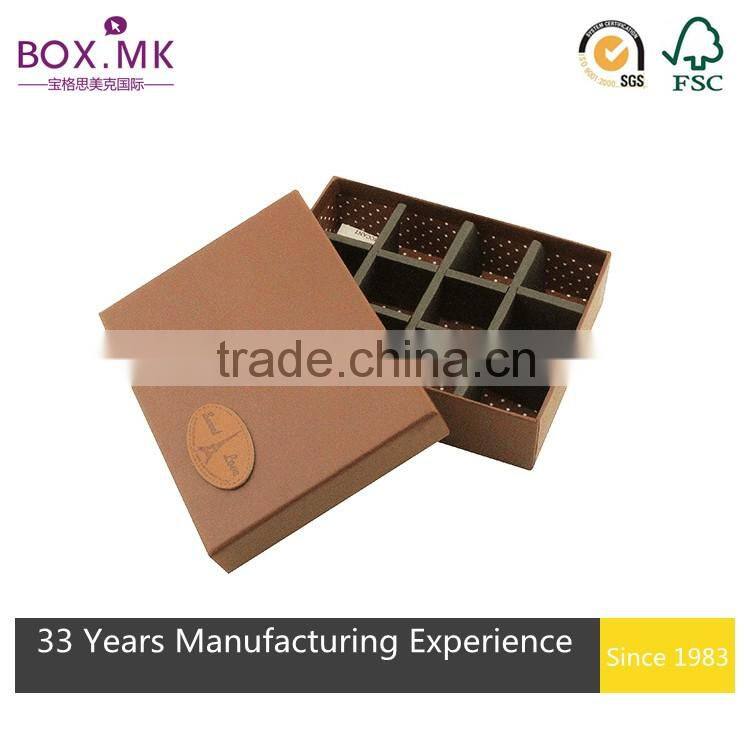 2016 Hot Sale Handmade High Quality Custom Fancy Alibaba Luxury Chocolate Box With Paper Divider