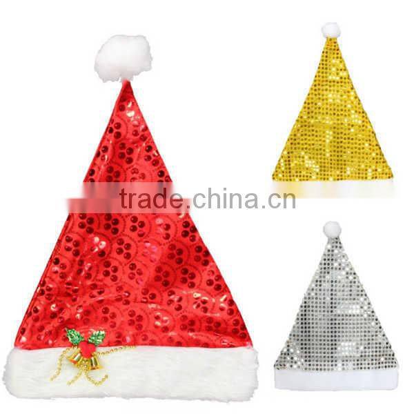christmas stocking in plush red color with santa claus