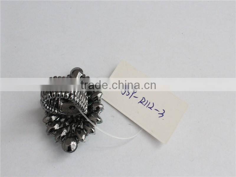 Green Color crystal rings china factory, wholesale fashion jewelry stretch rings