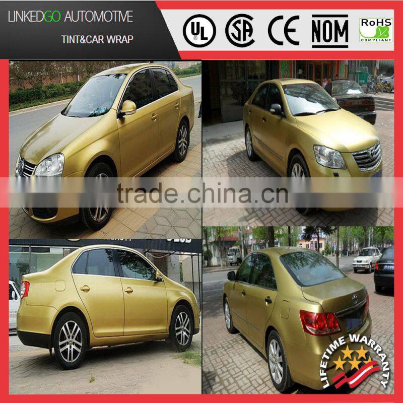 Promotional car accessory vinyl sticker Gold 1.52*30M Self-Adhesive Matte Vinyl Wrap