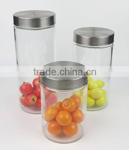 750ml Plain Glass Storage Jar and Metal Cover, Glass Food Container with Cover
