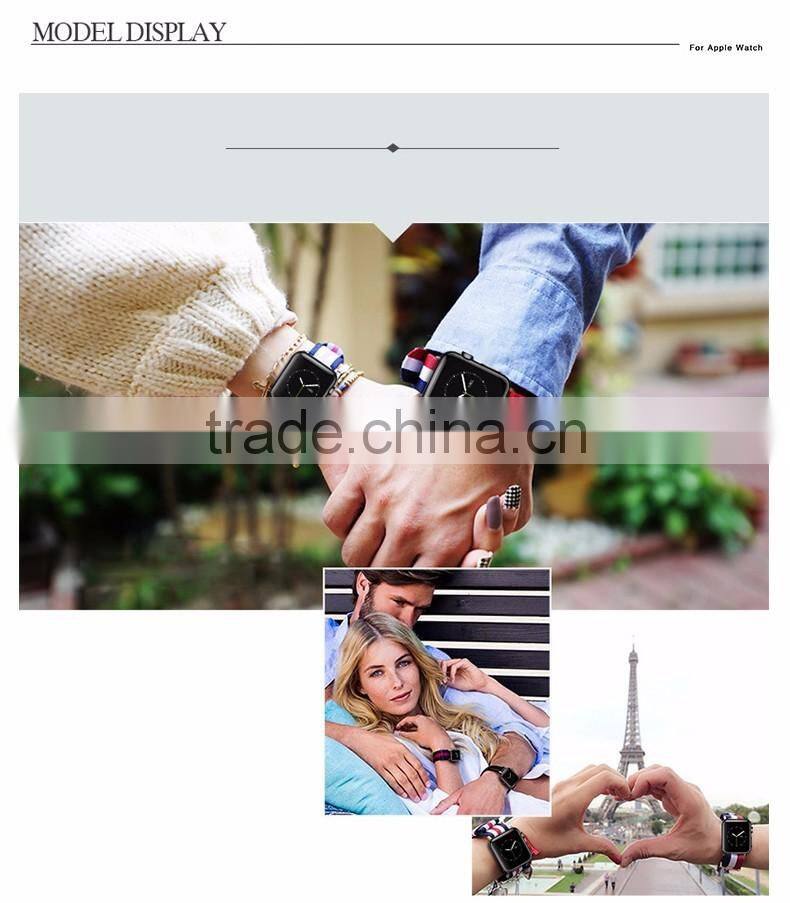 Burberry Fabric Multicolour Woven Nylon Watch Strap For iWatch 38 42 adjustable watch strap with Free adapter For Apple watch