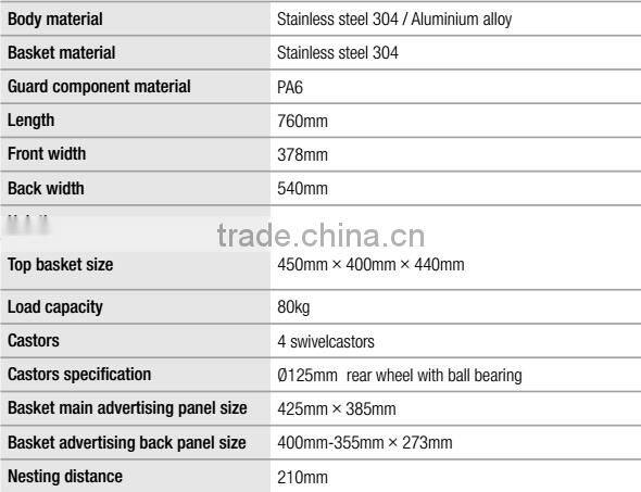 Stainless steel 4 wheels airport free lightweight luggage trolley