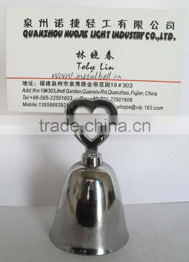 2''small electroplated metal cow bell A12-H03 with heart-shaped handle for alert (E350)