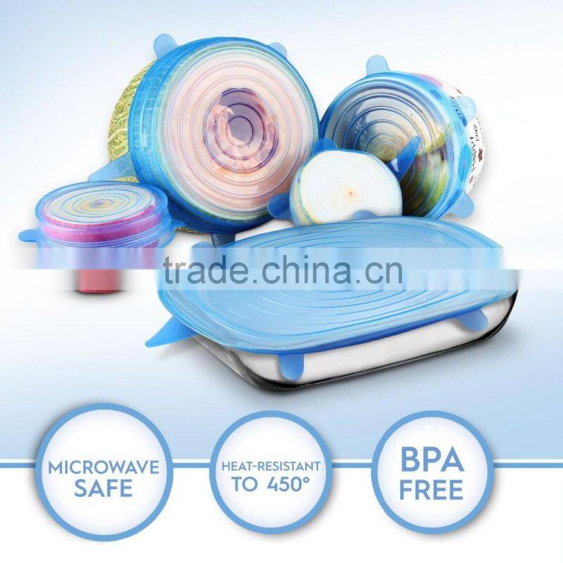 Custom LFGB Bottle Cups Lids Closures 8 pack Silicone Stretch Lid