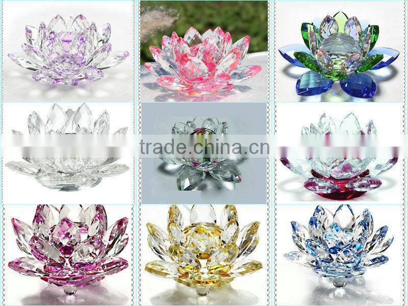 Polished Iridescent Crystal Lotus Flower For Prom Decoration