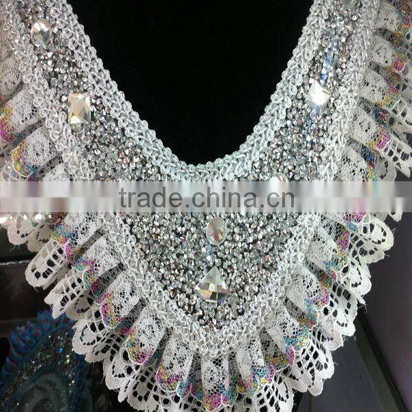 2014 new hot fix woman beaded collar necklace