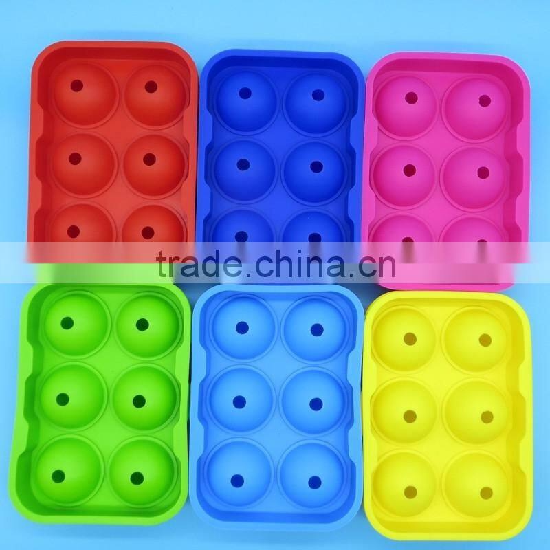 wholesale FDA food grade bpa free big sphere cube homemade 6 cavity silicone ice cooler mold