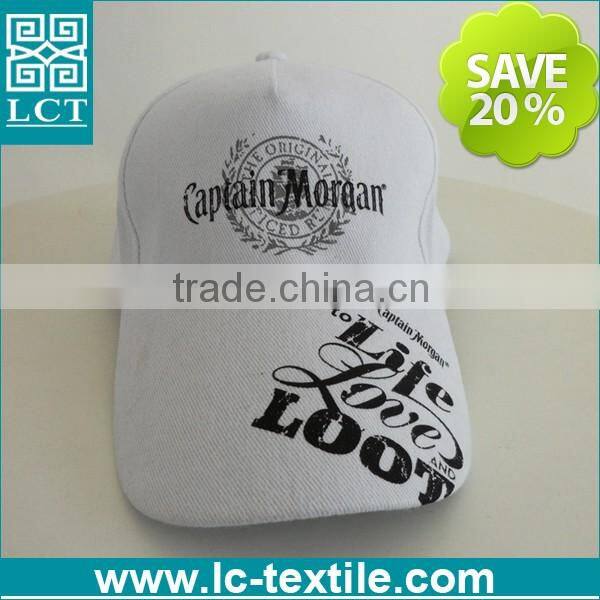 LCTN1840 Brushed Twill Designer plain white 5 panel cap with print on brim