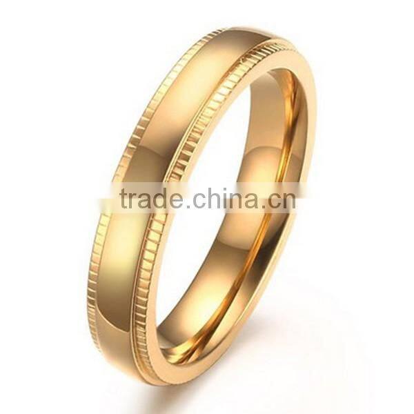 New Arrival Embossing 18K Plated Stainless Steel Ring