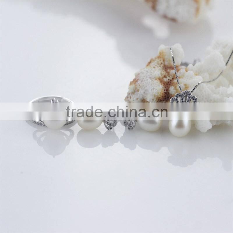 Korean style , grade AAA 8-9mm drop& button pearl necklace pearl set