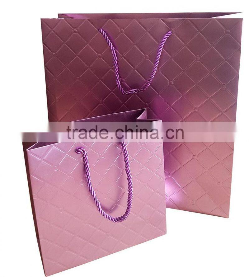 luxury high quality fashion paper shopping bag with embossing