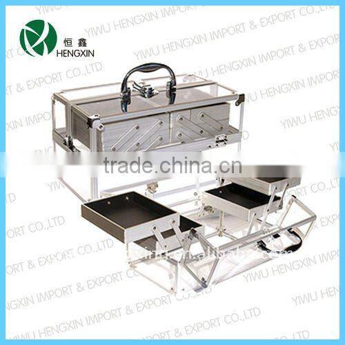 Acrylic cosmetic display makeup vanity case,transparent beauty case