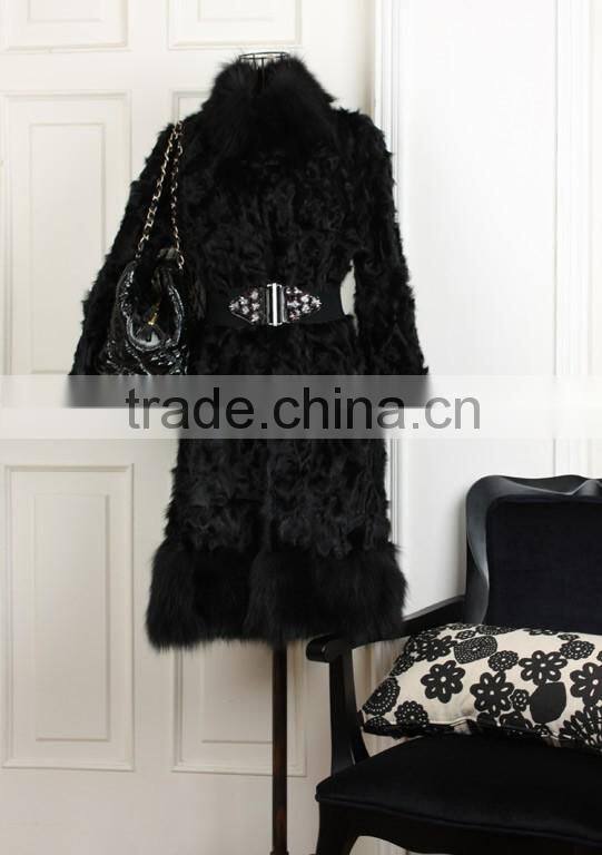 2015 hot selling on fashion lamb fur coat for ladys