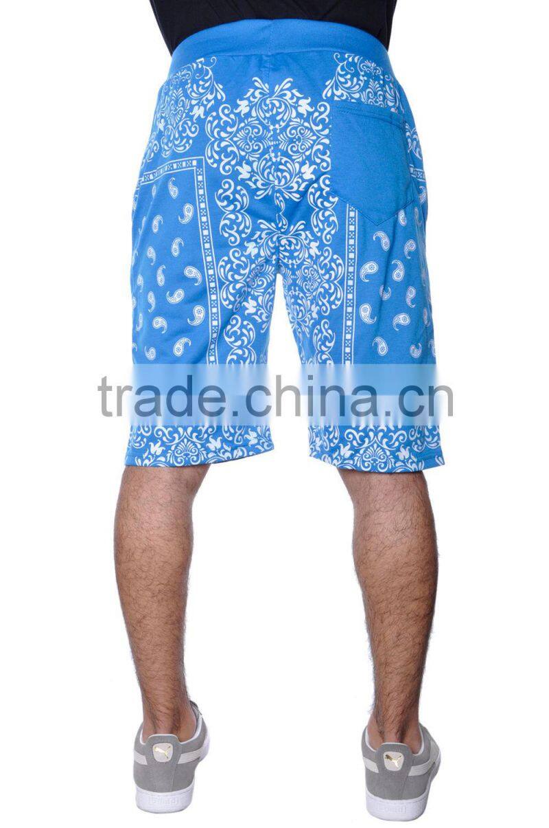 Basic Casual Rock Old School Bandana Paisley French Terry Short