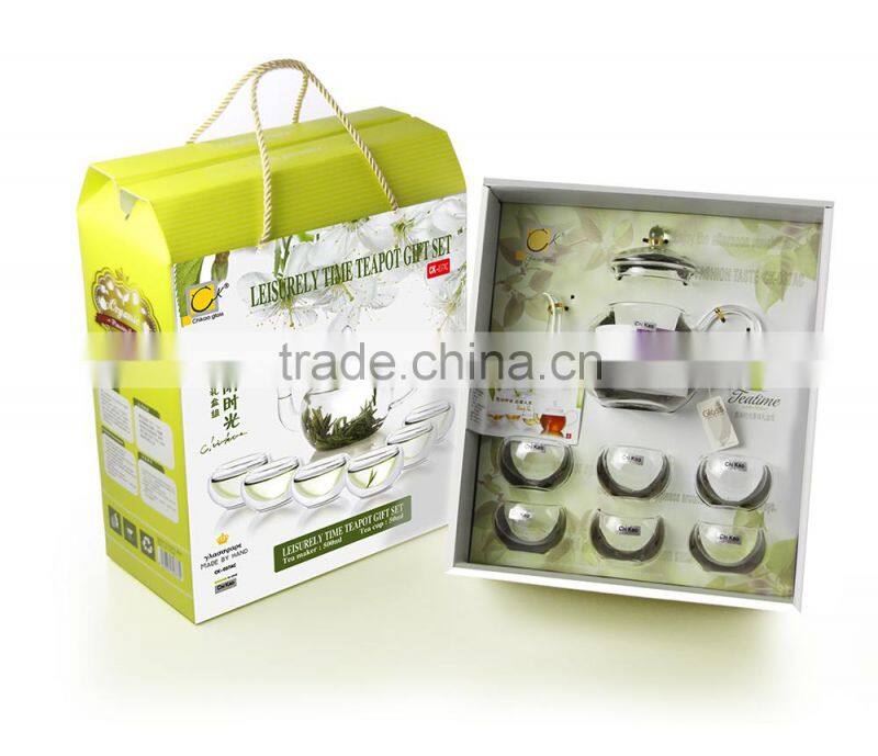 Heat Resistant Glass tea gift set with six cups