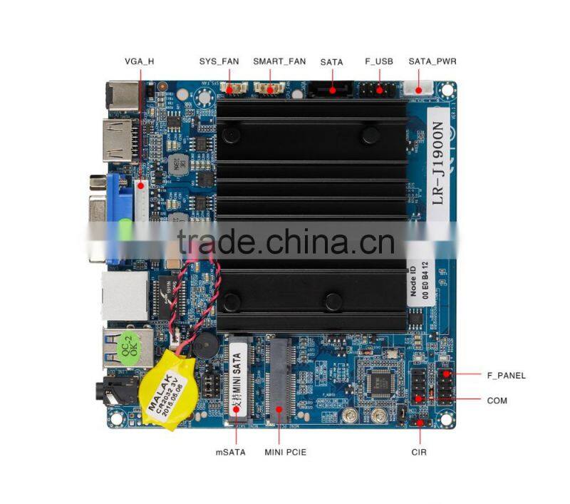 Fanless nano itx motherboard with intel j1900 processor for industrial pc