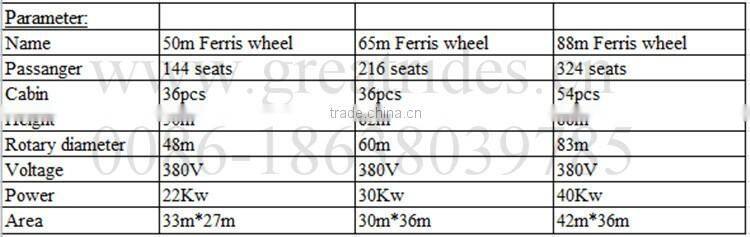 Large amusement park equipment 65m ferris wheel for sale