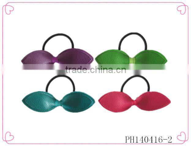 Leather elastic hair band,pink elastic hair band for girls,thick hair elastic band