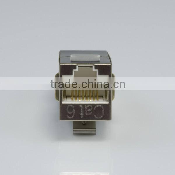Taiwan Supplier RJ45 8P8C Cat6A 180 Degree Shielded STP Straight Keystone Coupler