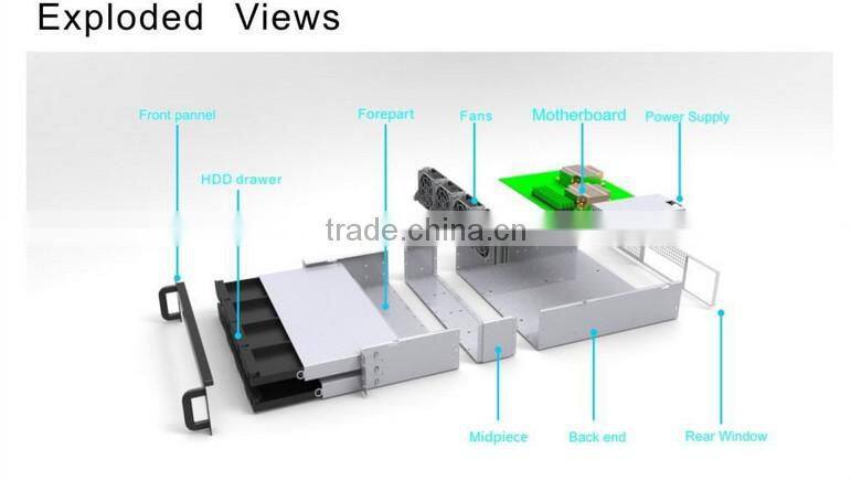 1u 4 bays rackmount server case atx pc case