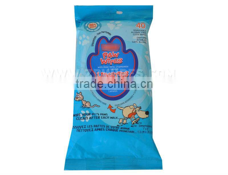 40CT Natural and Hypoallergenic Paw Wipes for Pets