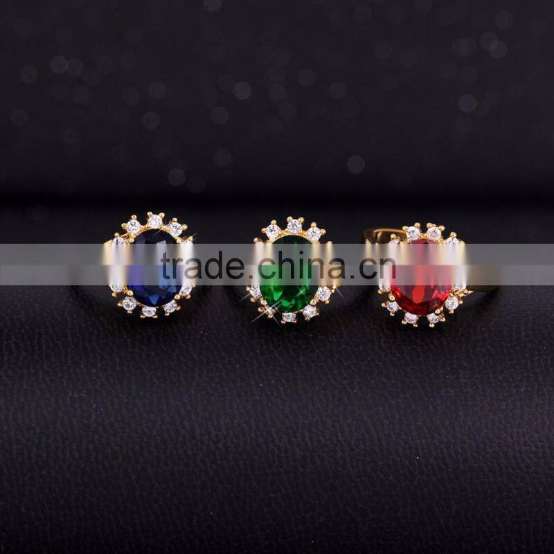 18K gold color rings with blue Gemstone 3gram gold ring