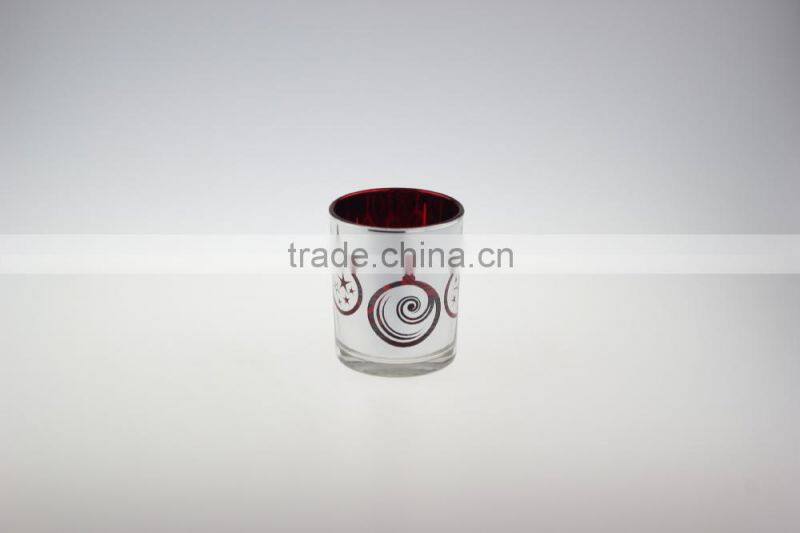 Christmas Day glass candle holders /laser print glass bottle
