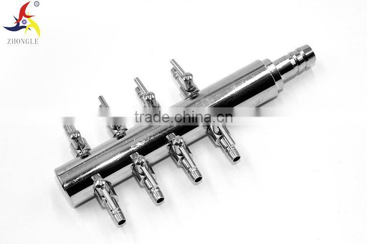 New design 8 mm inlet diameter one way in 8 way out metal air control valve